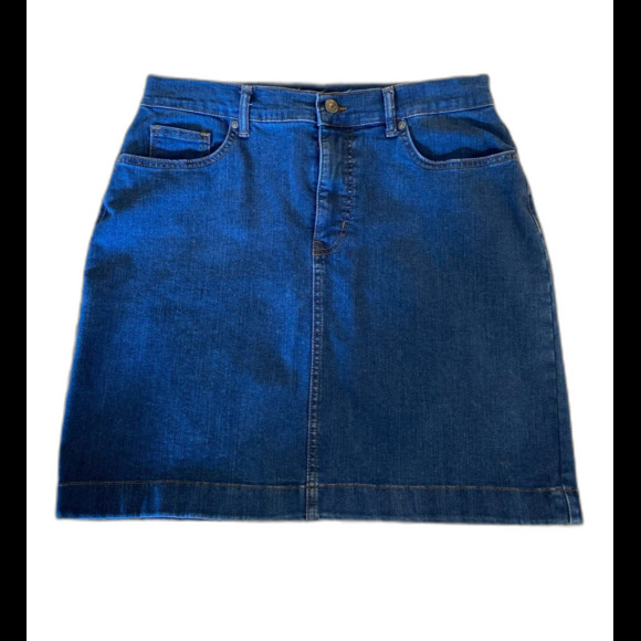 Gloria Vanderbilt Denim Skirt Size 12 Slimming Medium Denim Color Western - Picture 1 of 12